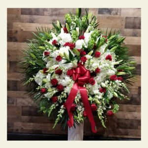 EB0700: Red and white assorted elegant basket