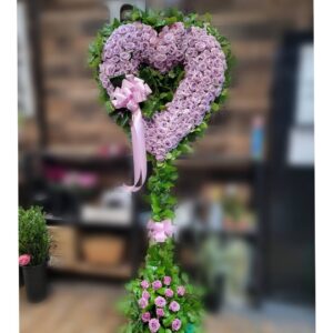 H1750: Purple Rose Open Heart with lemon leaf