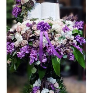 BI0500: Purple and White Orchid and Rose Real Bible Keepsake