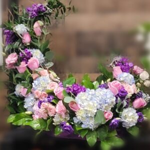 UW0100: Pink, Purple, Blue Urn Wreath
